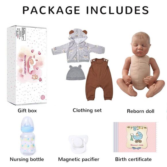 Wooroy Reborn Baby Dolls Boy - 17 Inch Anatomically Correct Realistic Newborn D - Picture 12 of 15